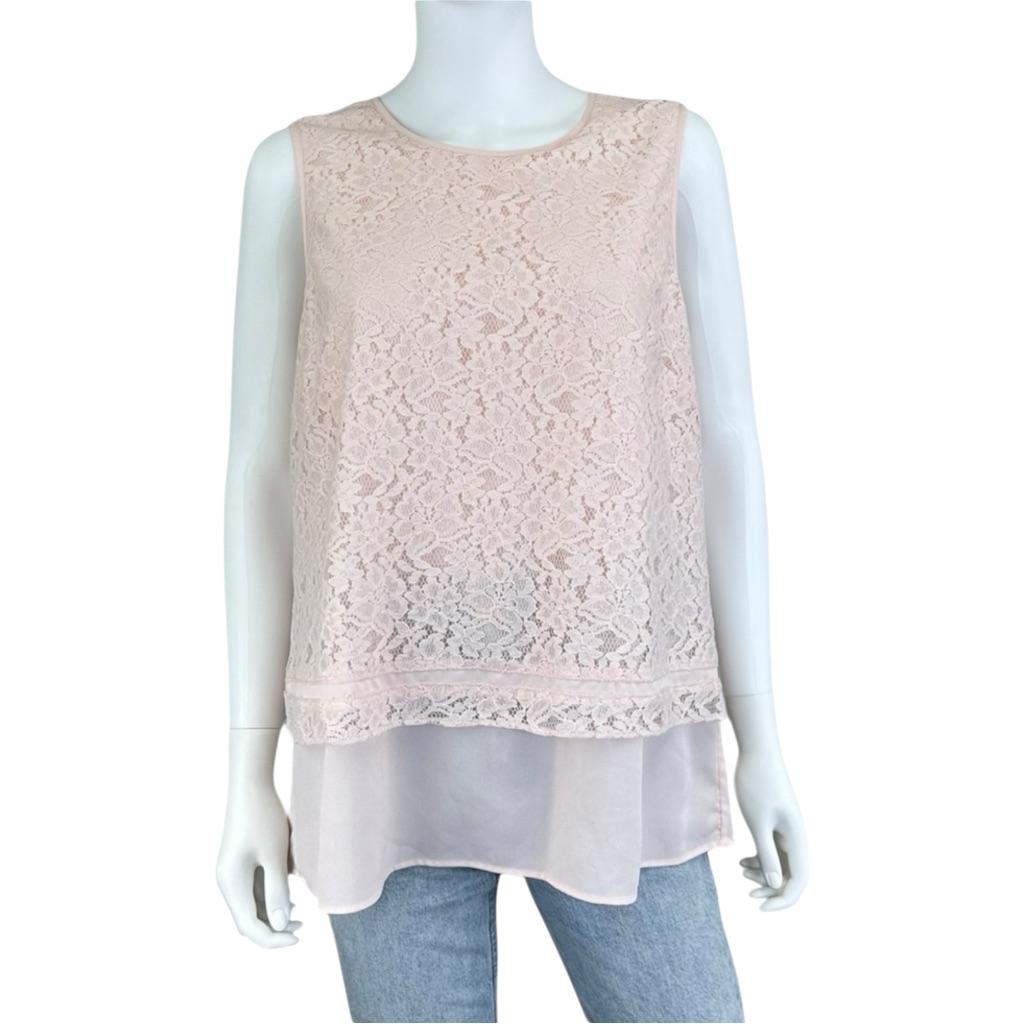 Karl Lagerfeld Pink Lace Shell Size L